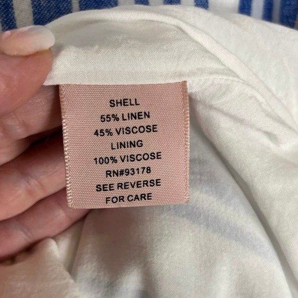 Philosophy Linen Dress with Belt, Blue & White Stripes, Medium - Picture 5 of 8